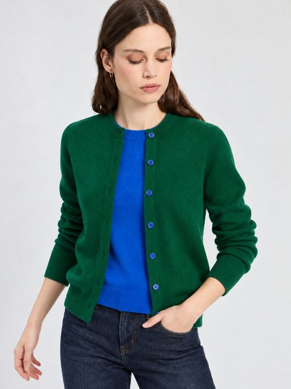 Vilagallo - FAUX TWIN SET Lamb Wool CARDIGAN GREEN AND BLUE 33963 Vilagallo - FAUX TWIN SET Lamb Wool CARDIGAN GREEN AND BLUE 33963