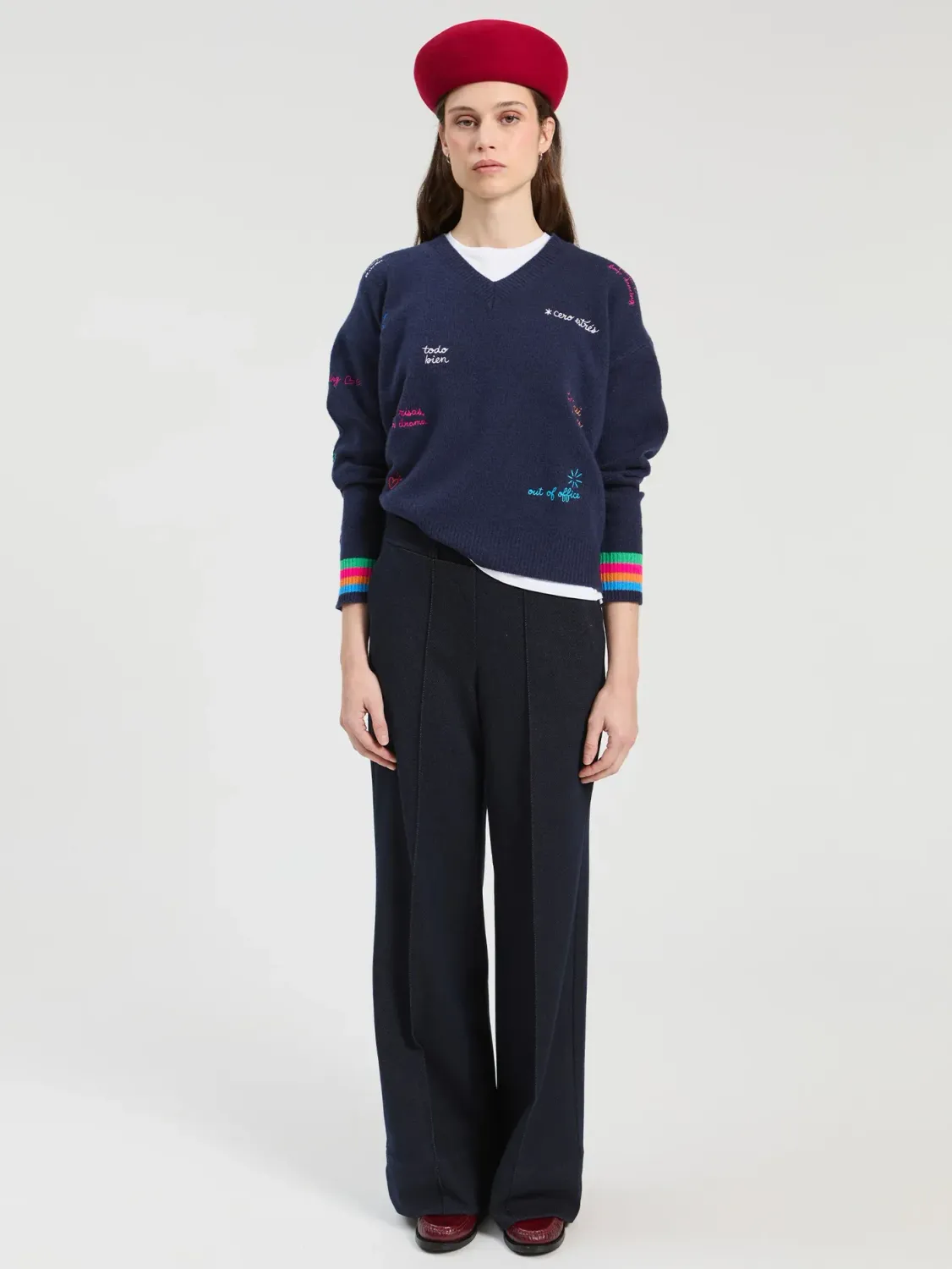 Vilagallo WORDS JERSEY NAVY 100% Lamb Wool Jumper 34126