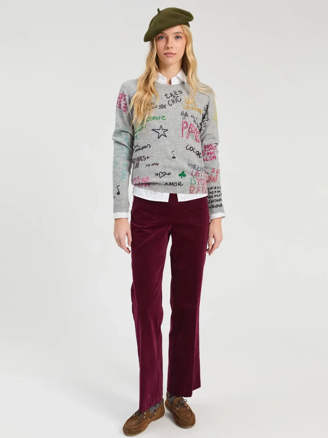 Vilagallo - GREY Wool GRAFFITI FERRIS WHEEL JUMPER 34136