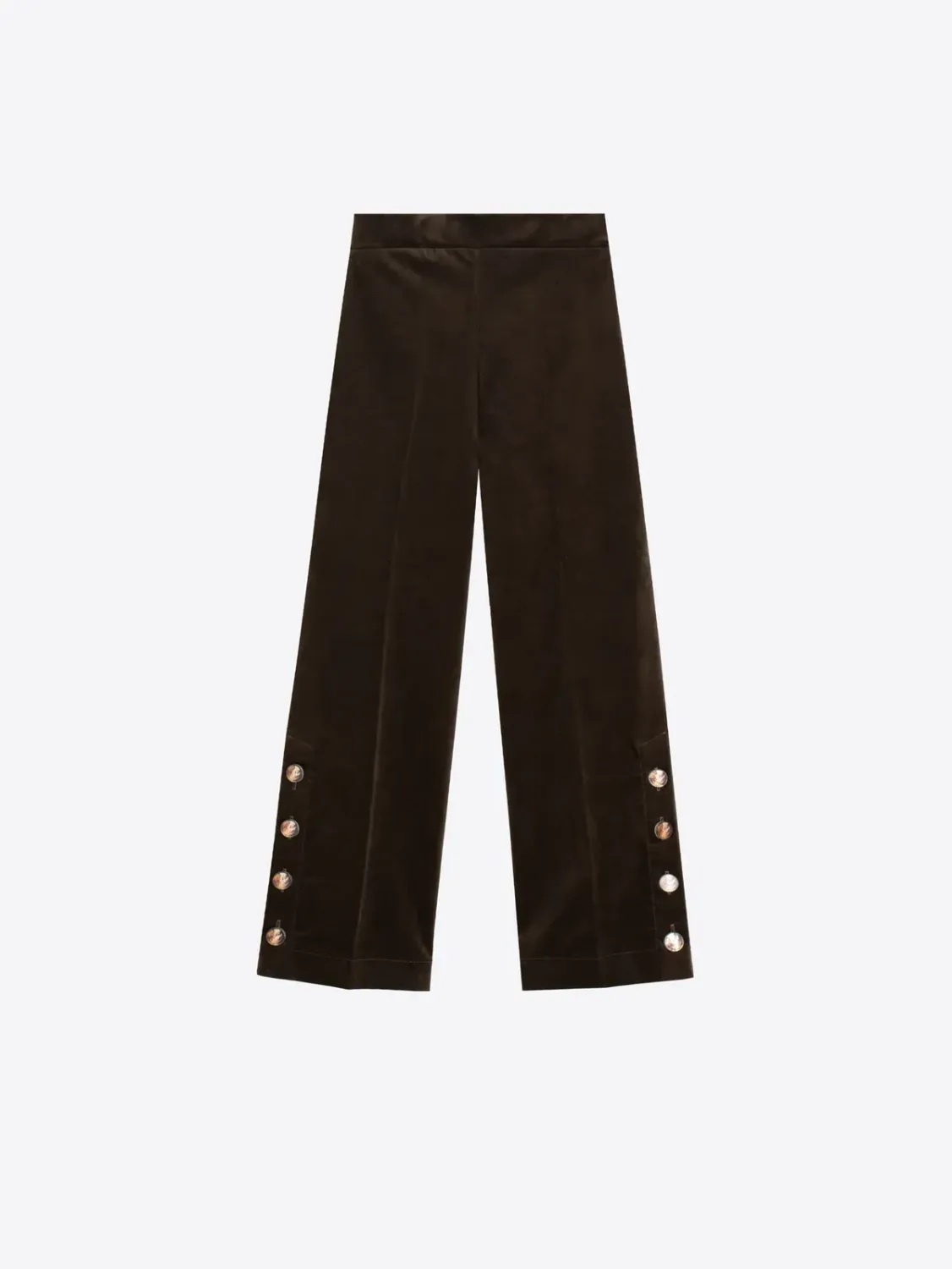 Vilagallo HUNTING GREEN VELVET TROUSERS SIDE BUTTONS 34180