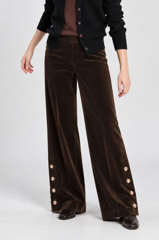 Vilagallo HUNTING GREEN VELVET TROUSERS SIDE BUTTONS 34180 Vilagallo HUNTING GREEN VELVET TROUSERS SIDE BUTTONS 34180