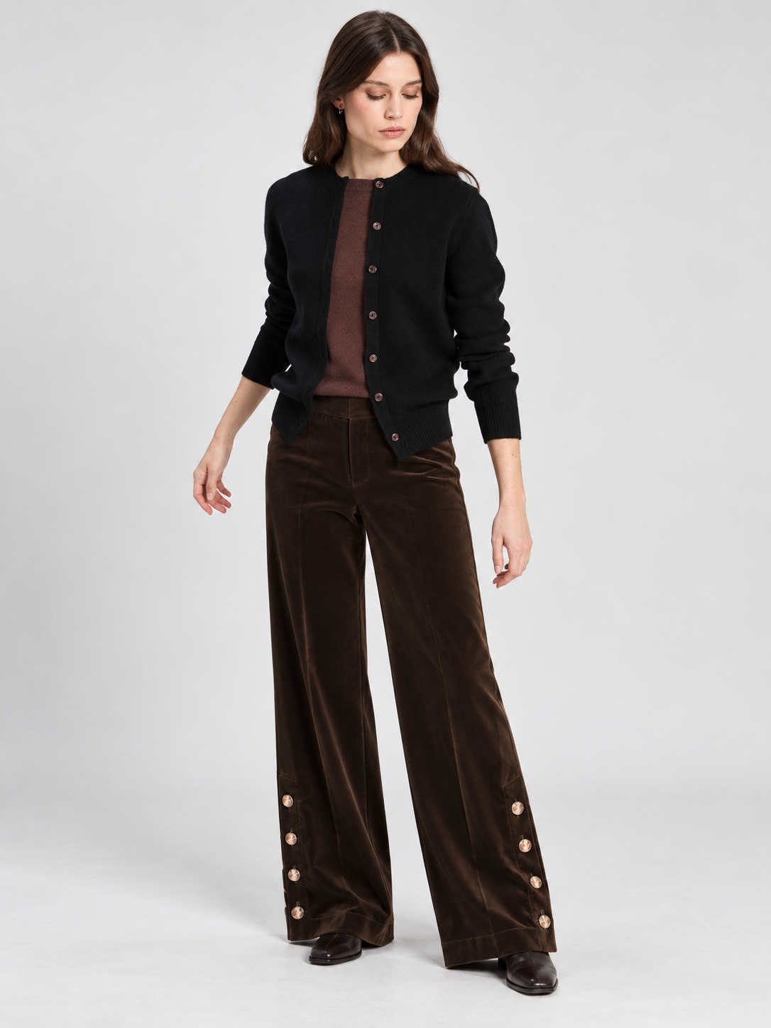 Vilagallo HUNTING GREEN VELVET TROUSERS SIDE BUTTONS 34180
