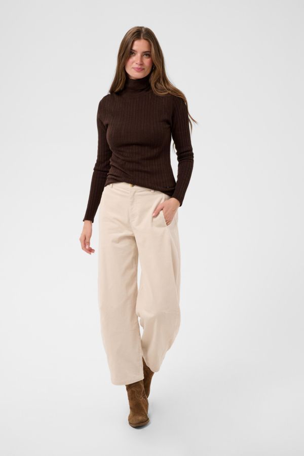 CREAM CRPeloa Fine Knit Chocolate Brown And Off White Roll Neck Tops 10615531