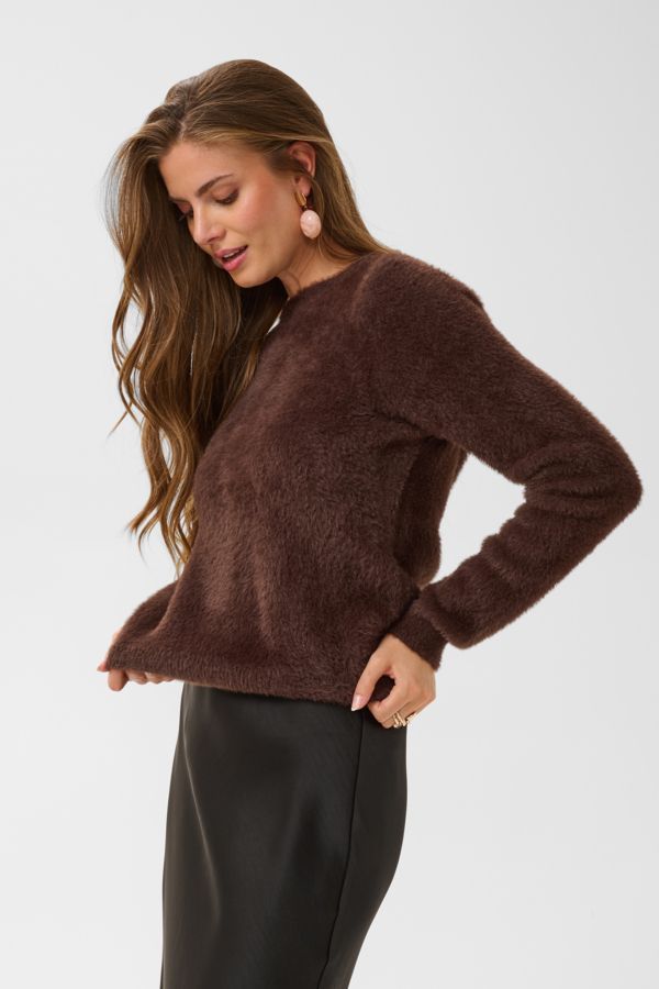 CREAM CRinaya LS Knit Pullover 10615548 In Brown And In Cream