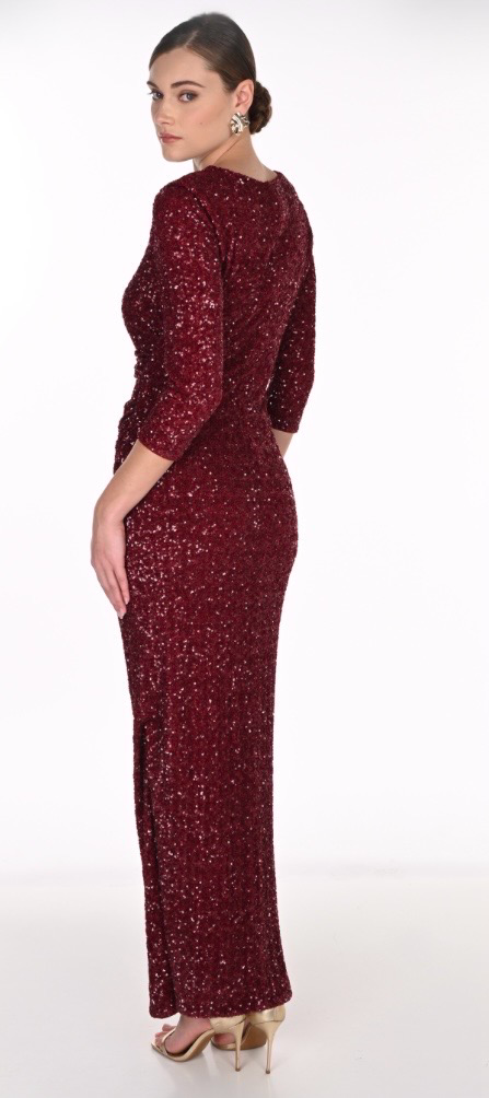 Frank Lyman Cabernet Sequin Evening Dress 269234