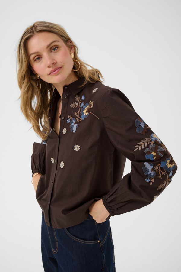 CREAM CRPeona Shirt 10615302 In Chocolate Brown And In Off White CREAM CRPeona Shirt 10615302 In Chocolate Brown And In Off White