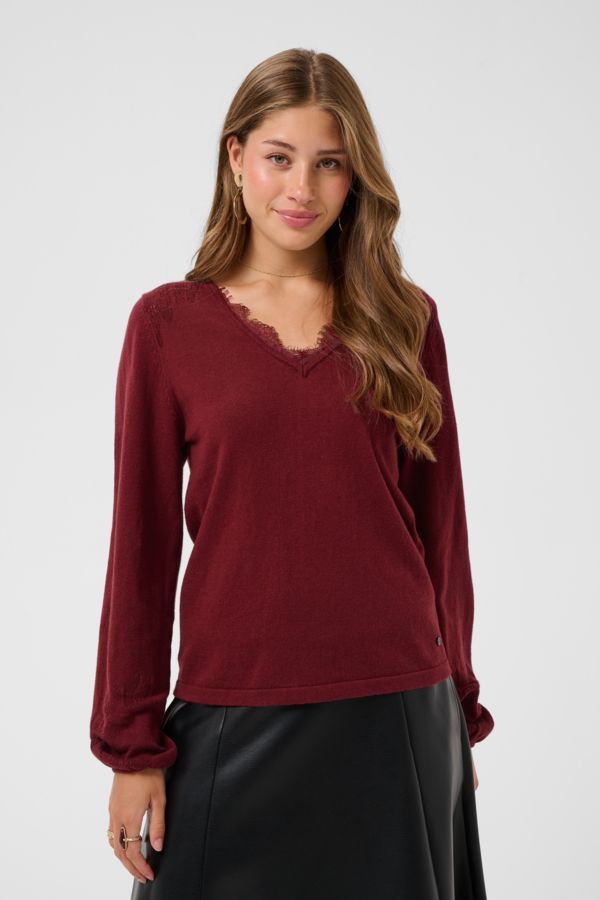CREAM CRAnva Knit Pullover 10615370 In Burgundy And In Chocolate Brown. CREAM CRAnva Knit Pullover 10615370 In Burgundy And In Chocolate Brown.