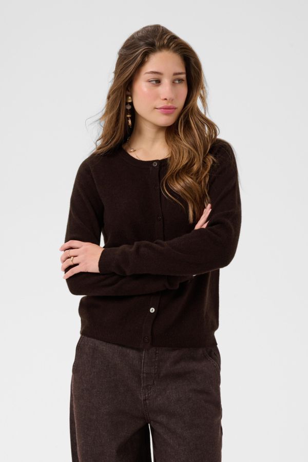 CREAM CRMela ONeck Cardigan 10615473 In Mauvewood Pink And Chocolate Brown