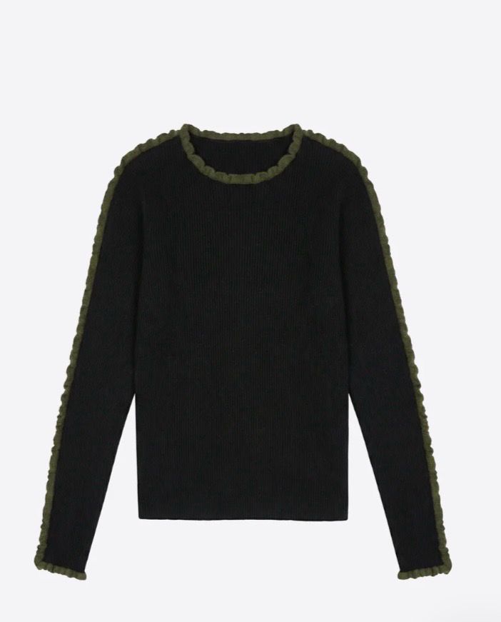 Vilagallo Black Sweater With Contrasting Colour Ruffles