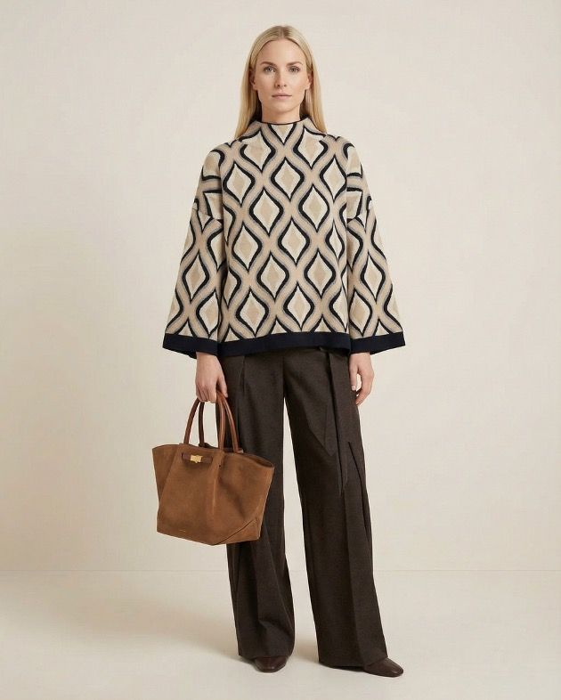 ALLISON 250943 Beige Chic Print Jumper ALLISON 250943 Beige Chic Print Jumper