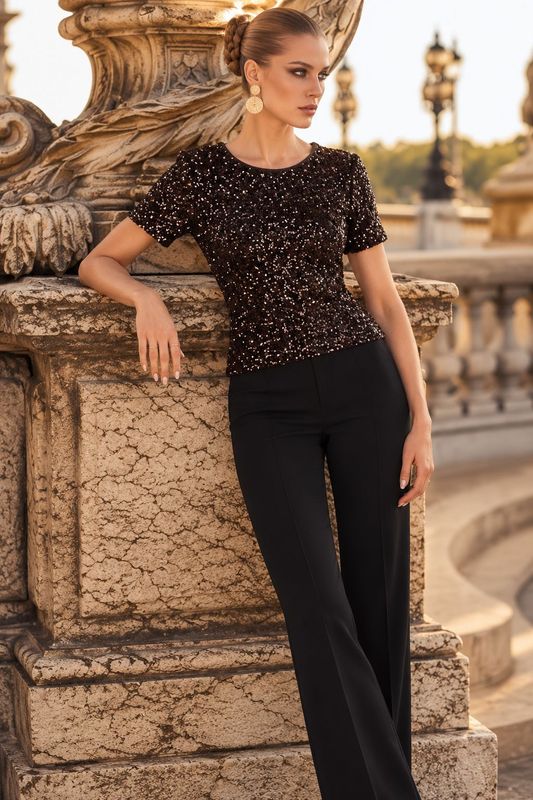 Frank Lyman 269232 Mocha Sequin Top Frank Lyman 269232 Mocha Sequin Top