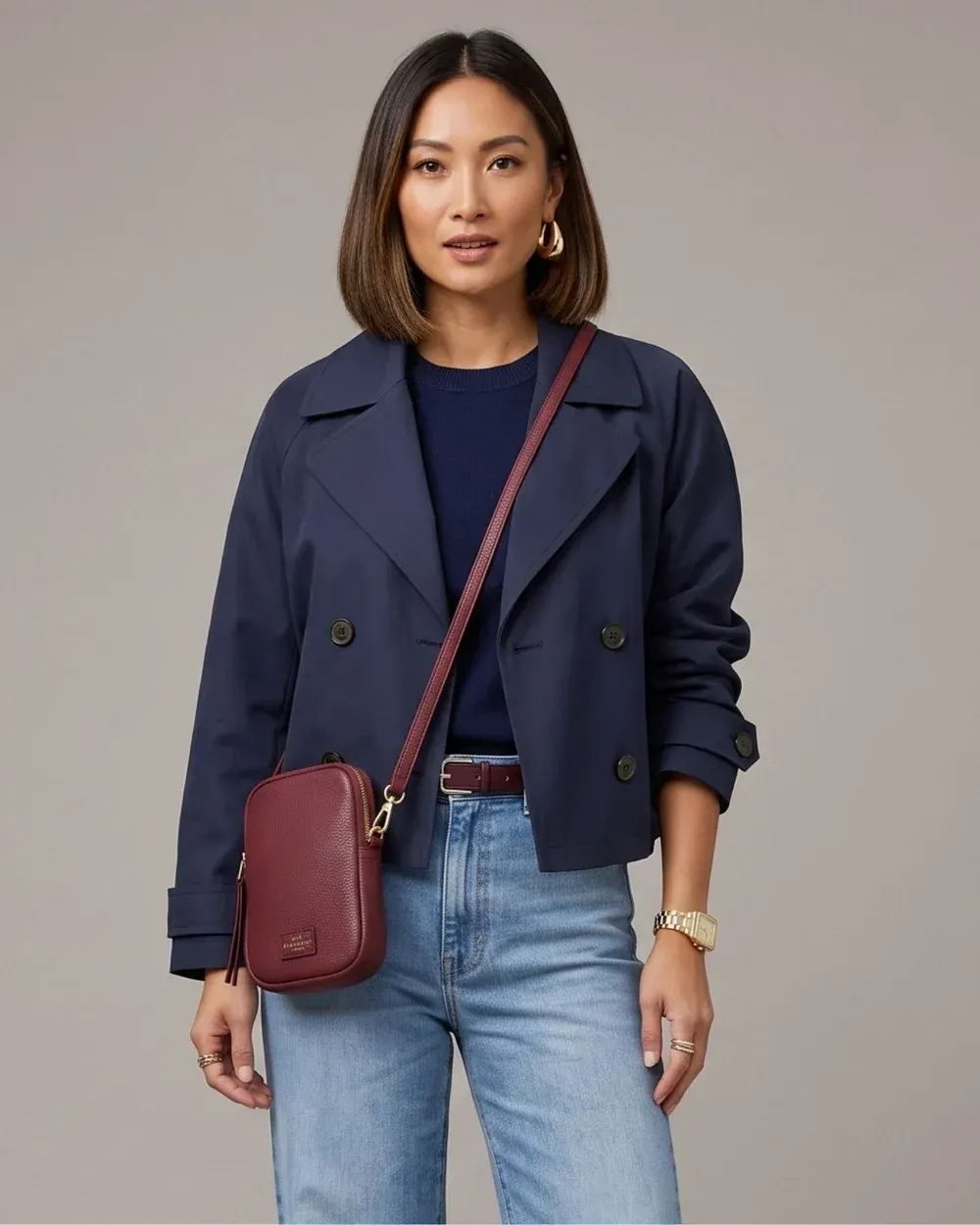 Elie Beaumont Burgundy Leather Luxury Phone Bag Elie Beaumont Burgundy Leather Luxury Phone Bag