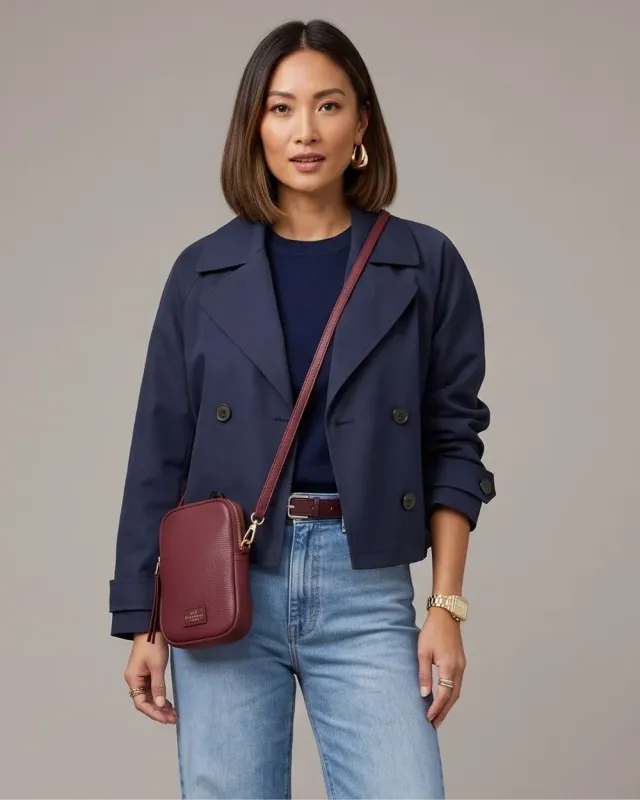 Elie Beaumont Burgundy Leather Luxury Phone Bag Elie Beaumont Burgundy Leather Luxury Phone Bag