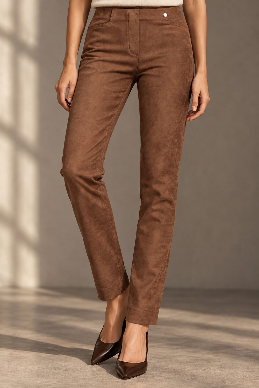 ROBELL 51414 Toffee Marie Faux Suede Trousers ROBELL 51414 Toffee Marie Faux Suede Trousers