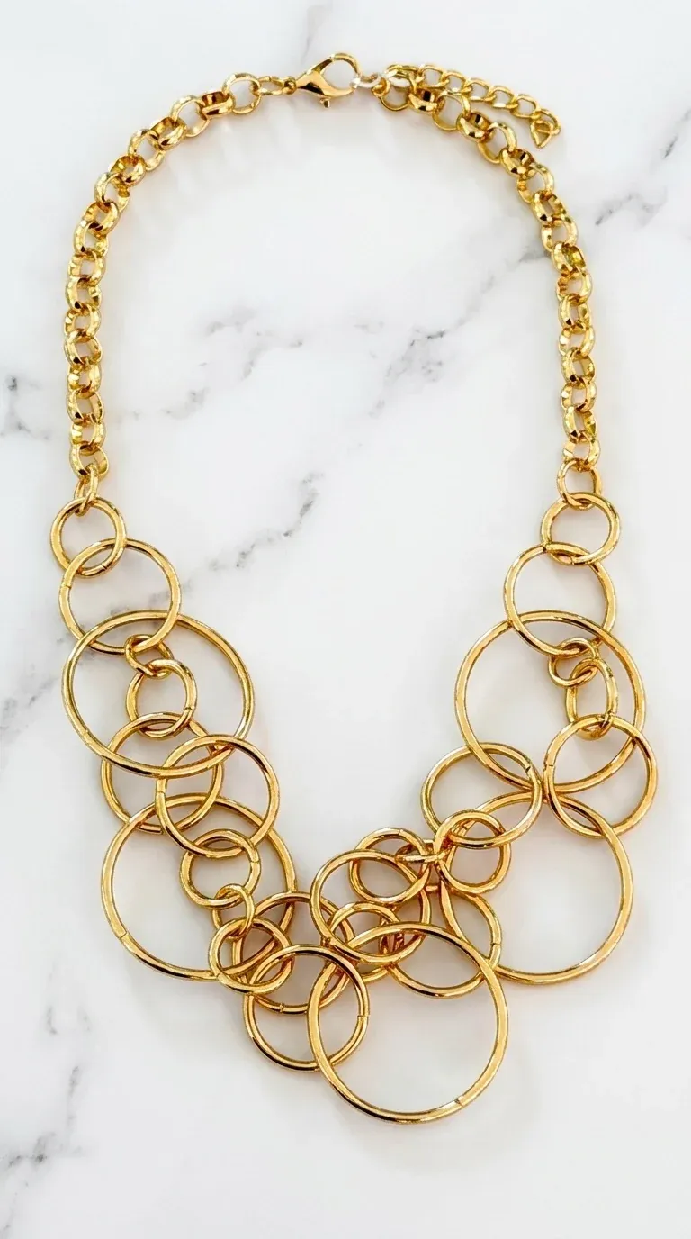 Envy Jewellery Gold Multi-Ring Statement Necklace