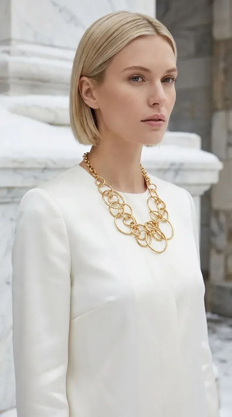 Envy Jewellery Gold Multi-Ring Statement Necklace