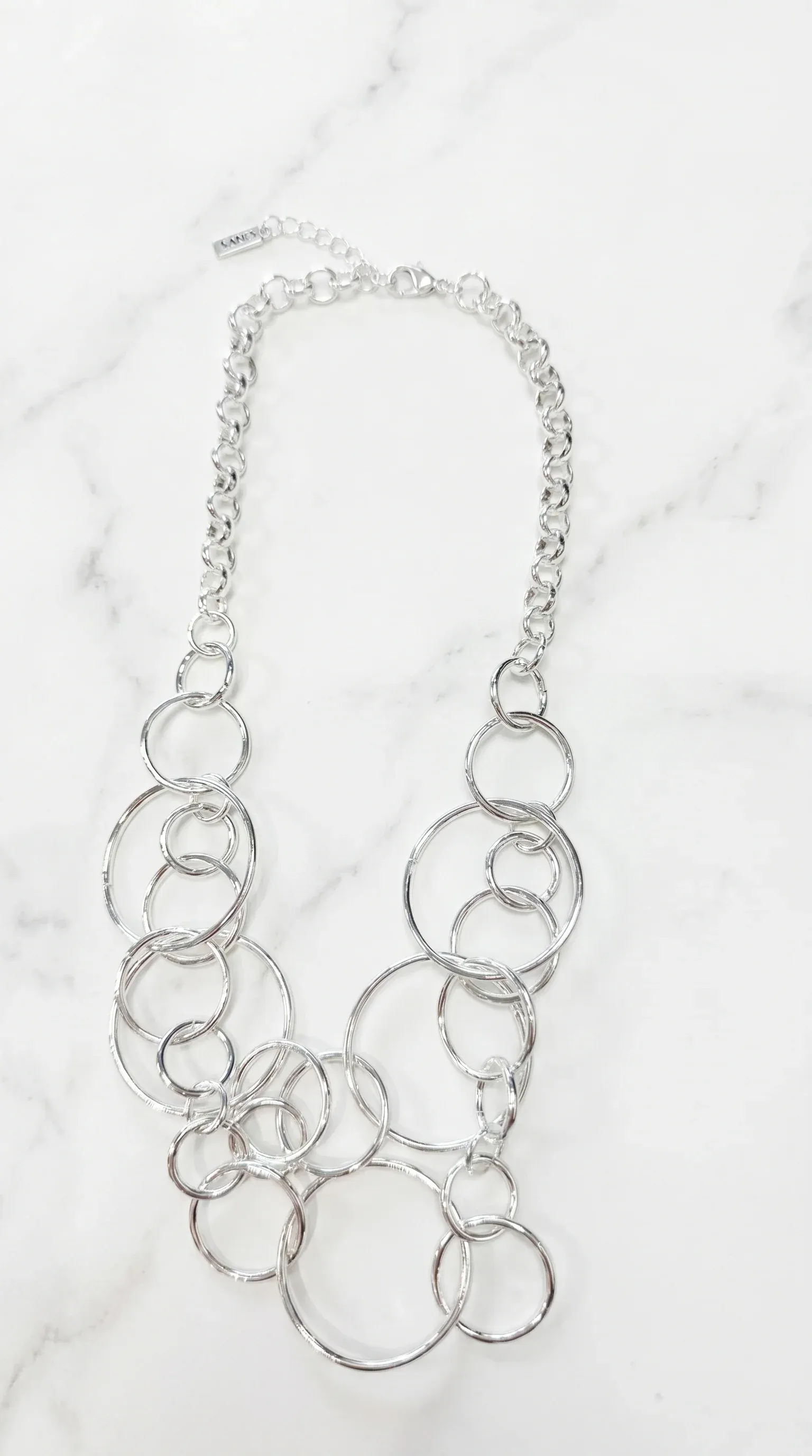 Envy Jewellery Silver Multi-Ring Statement Necklace