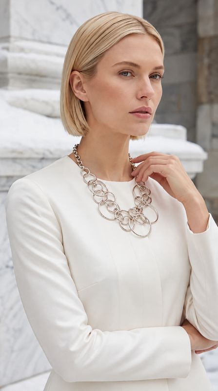 Envy Jewellery Silver Multi-Ring Statement Necklace Envy Jewellery Silver Multi-Ring Statement Necklace
