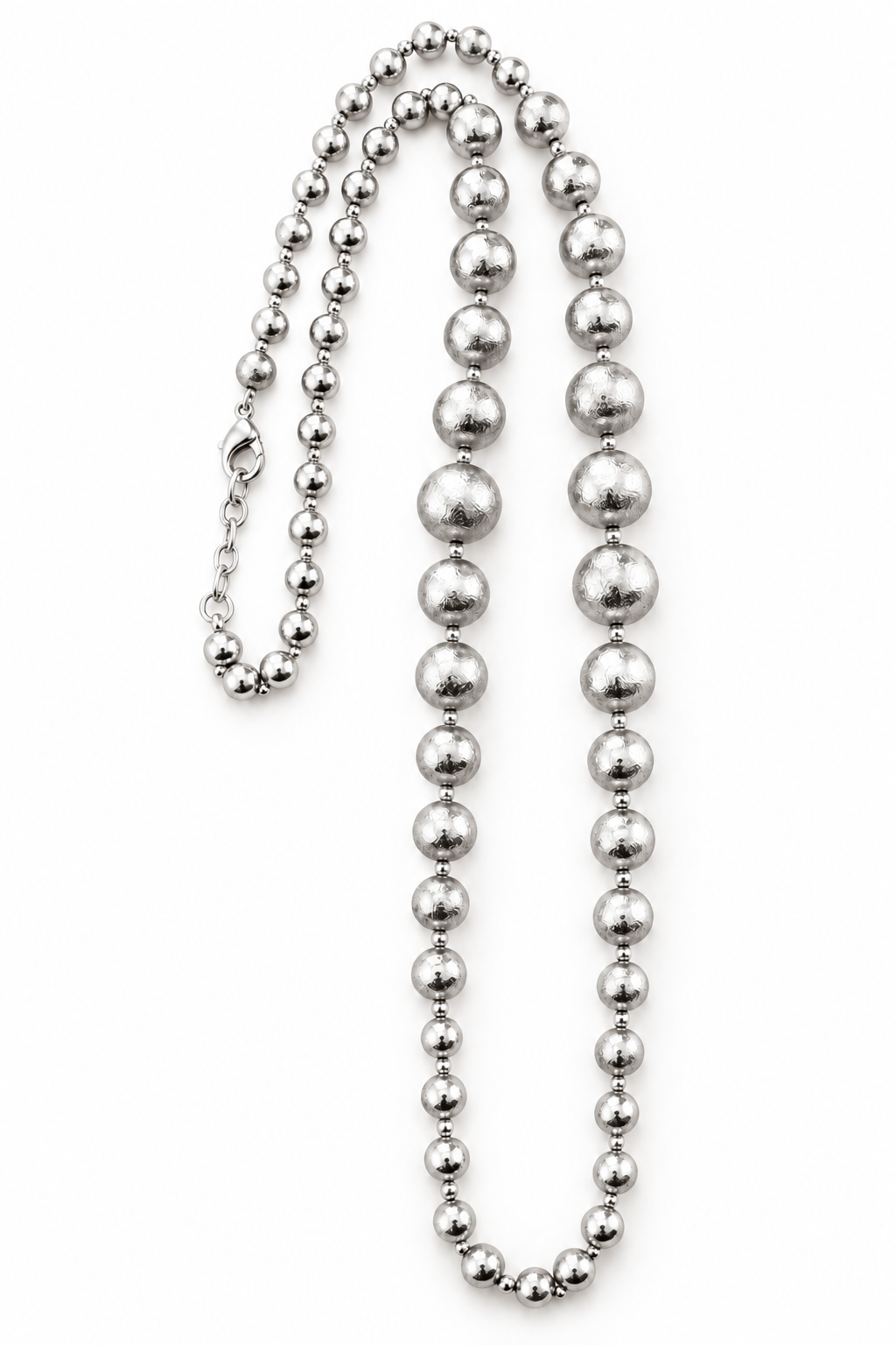 Envy Jewellery Silver Hammered Long Statement Necklace