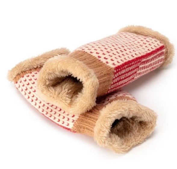 Elie Beaumont Red And Cream Patterned Wrist Warmers