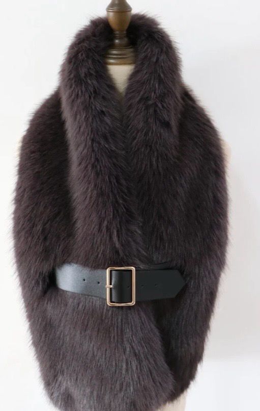 Elie Beaumont Faux Fur Scarf With Belt In Mink Elie Beaumont Faux Fur Scarf With Belt In Mink