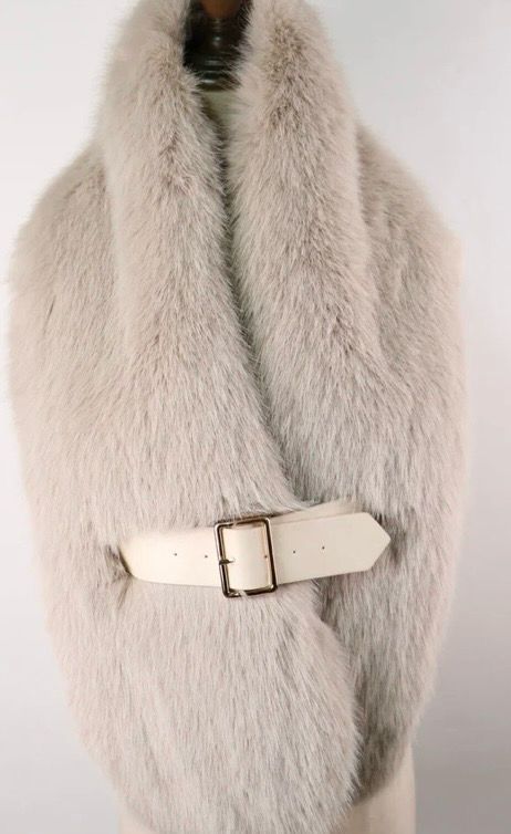Elie Beaumont Faux Fur Scarf With Belt In Ecru Elie Beaumont Faux Fur Scarf With Belt In Ecru