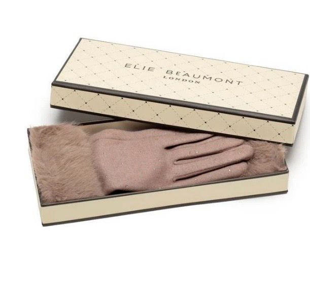 Elie Beaumont Camel Gloves With Fur Cuffs