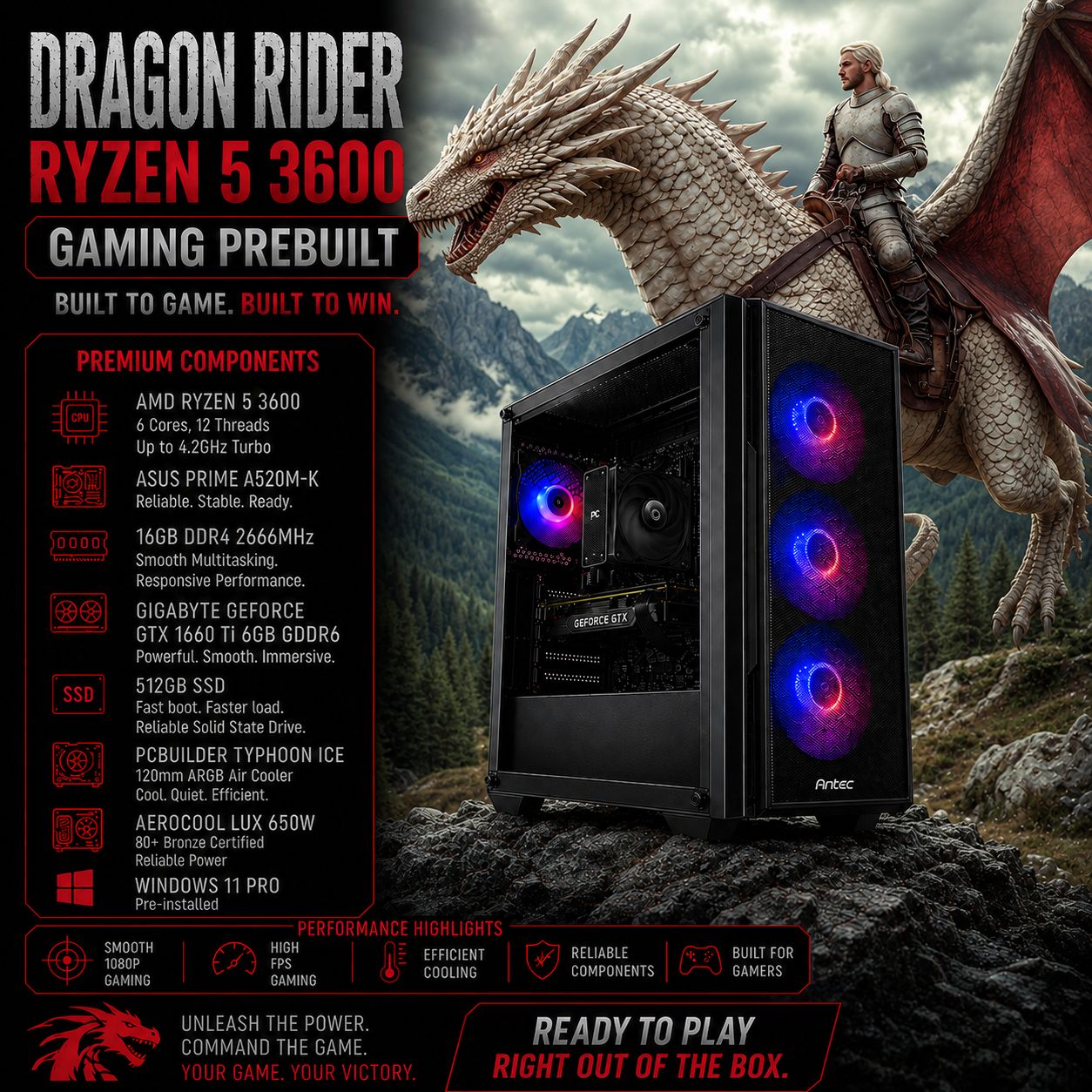 Dragon Rider RYZEN 5 3600 GAMING PREBUILT