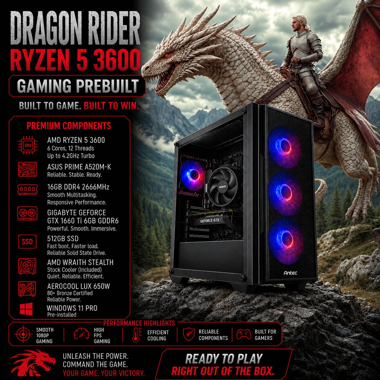 Dragon Rider RYZEN 5 3600 GAMING PREBUILT