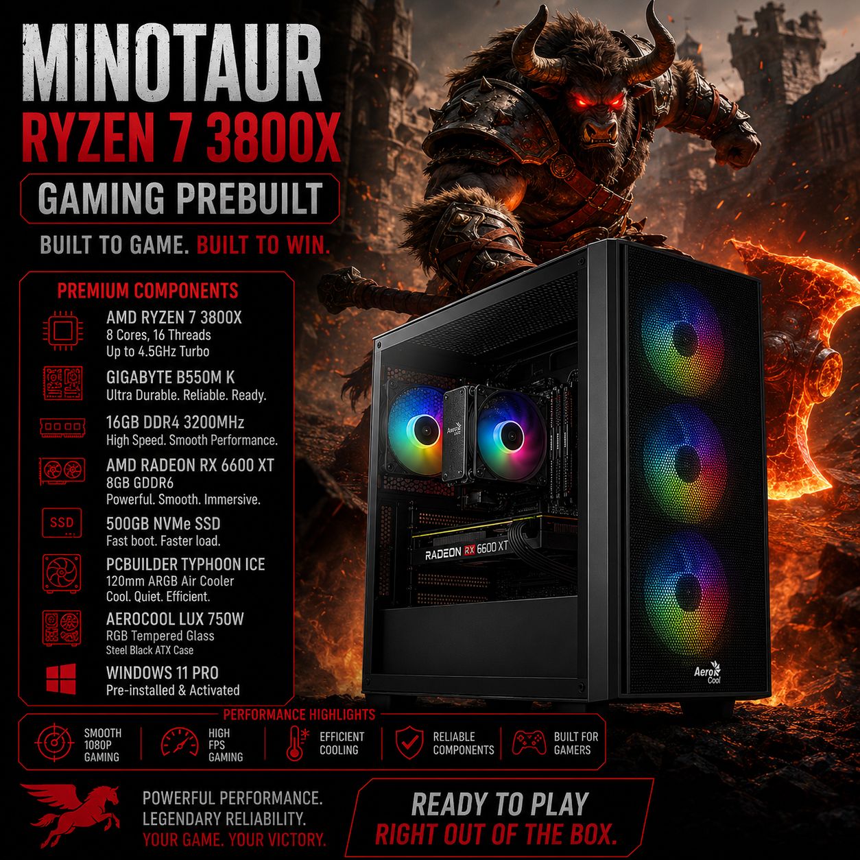MINOTAUR RYZEN 7 3800X GAMING PREBUILT