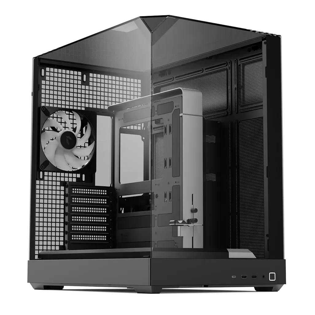Aerocool APNX V2 Vision Black 3 glass panel case. X-Pand Flow design 4x ARGB Fan included - 360mm radiator - (APCM-VI02143.11)