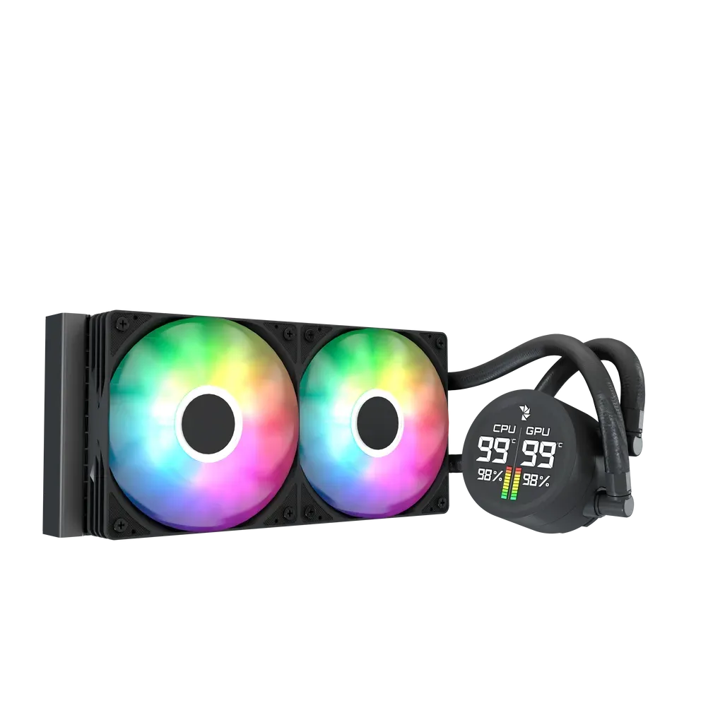 Aerocol Abyss L240 Black with digital display - 240mm ARGB Liquid Cooler - Intel LGA1851/LGA1700 - AMD AM4/AM5.