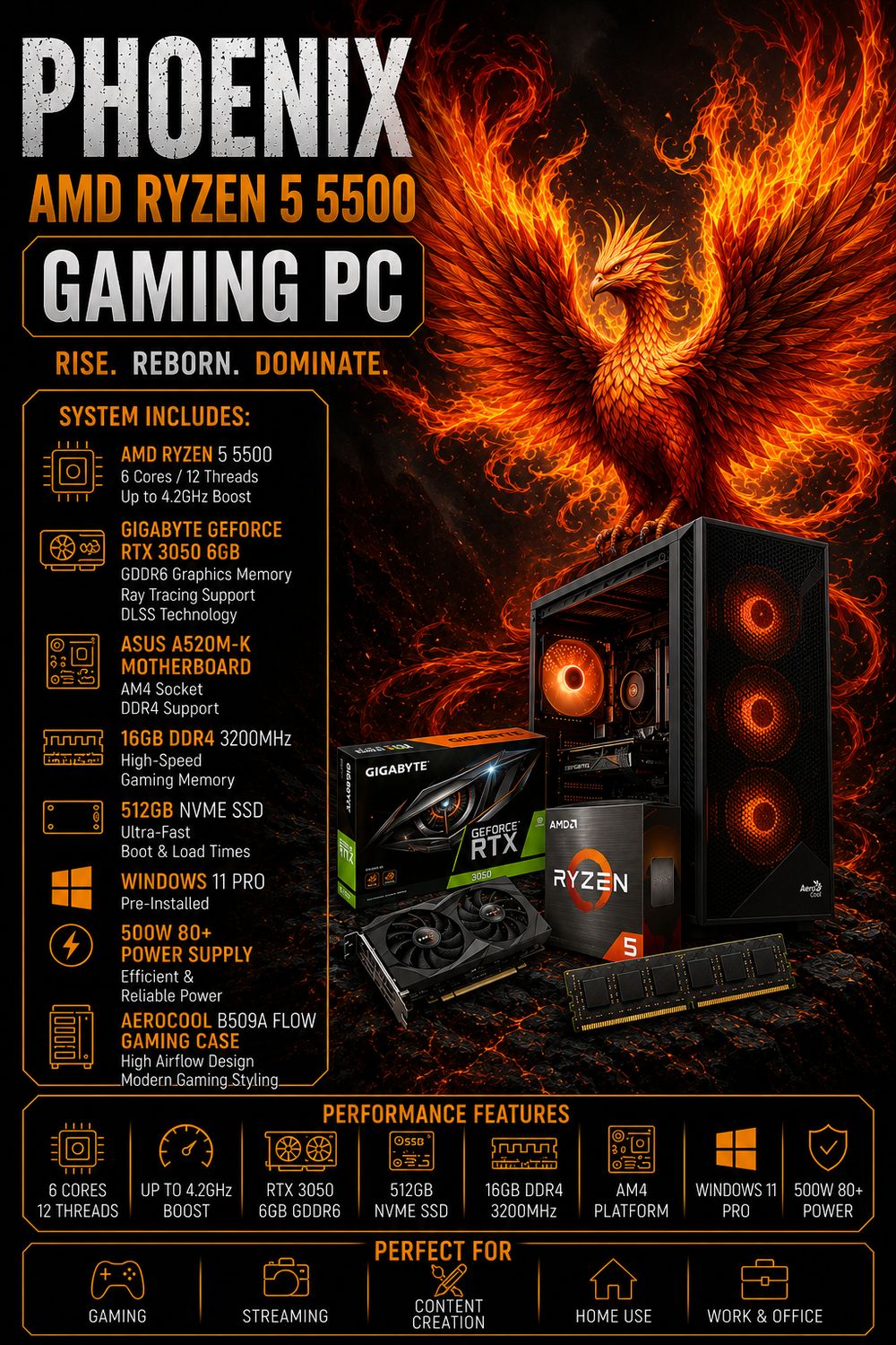 PHOENIX AMD RYZEN 5 5500 GAMING PC