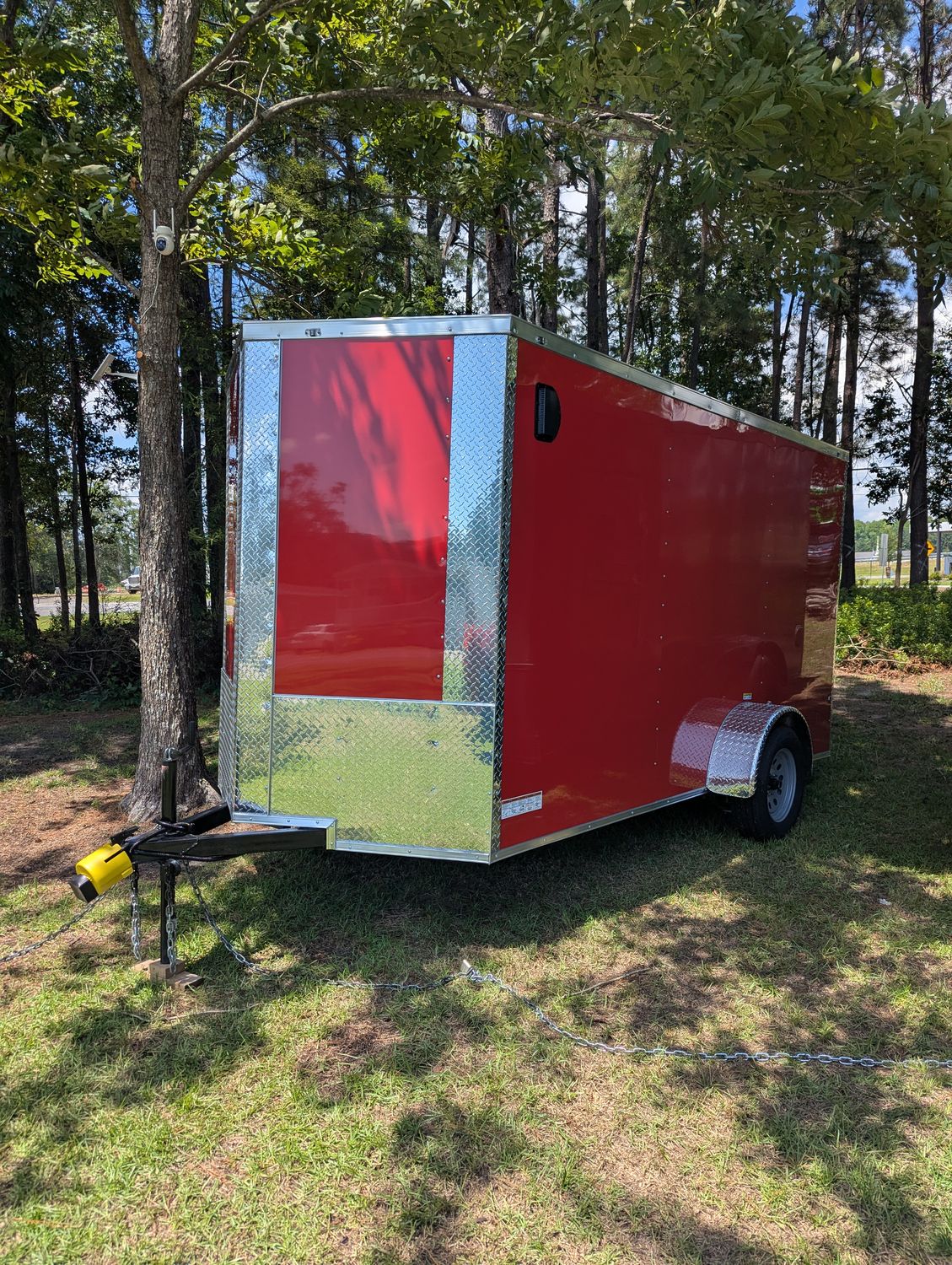 6x12 Single Axle Enclosed Trailer - Red