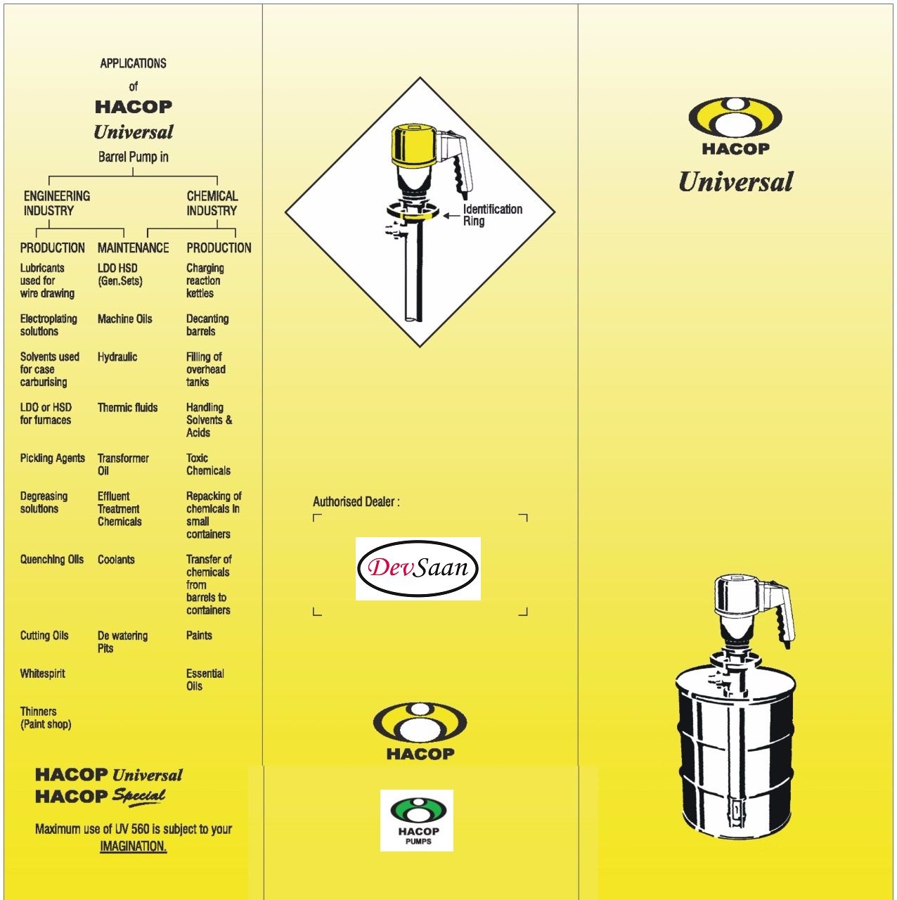 Drum Pump Polypropylene UV 560 E Pompa Drum 100 Cm