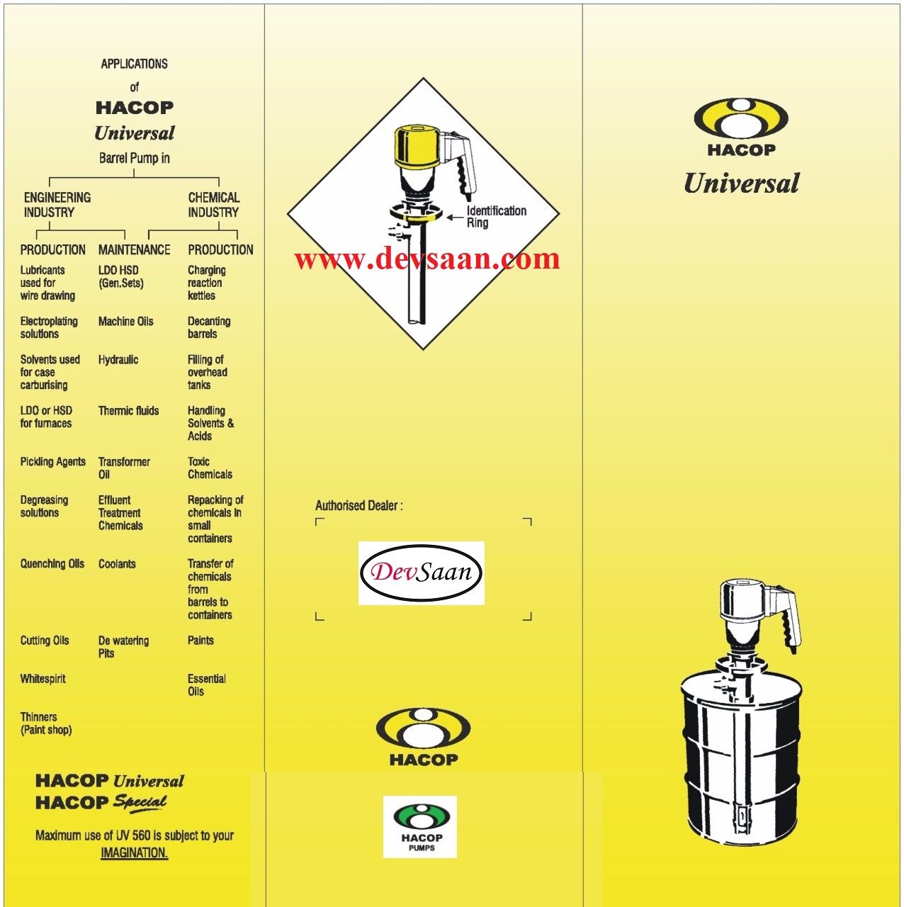 Drum Pump Polypropylene UV 560 E Pompa Drum 125 Cm
