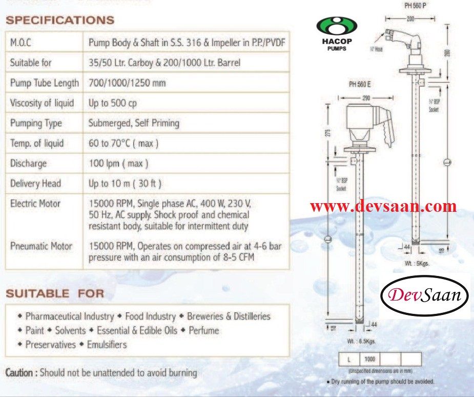 Drum Pump SS-316 PH 560 E Pompa Drum