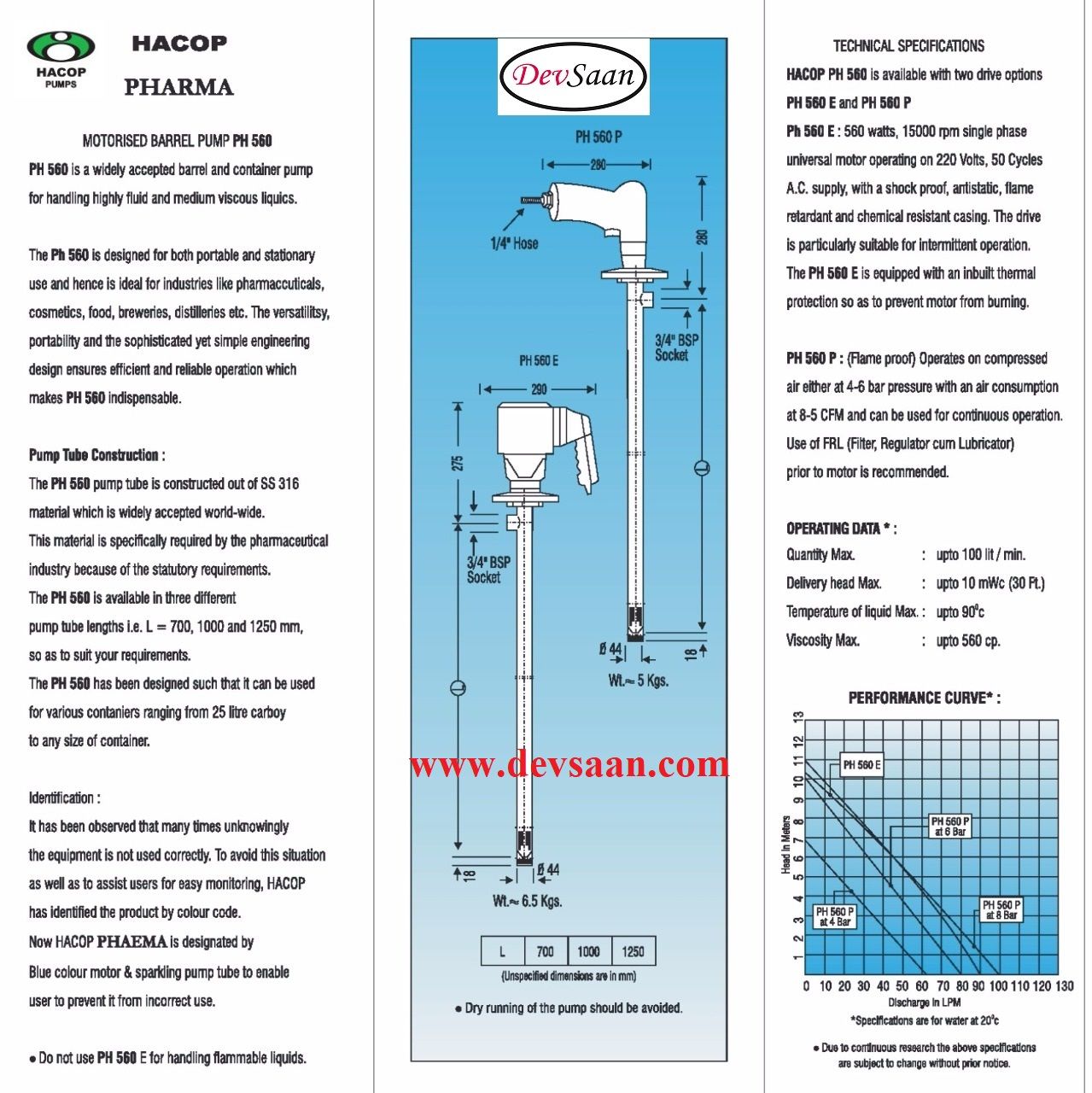 Drum Pump SS-316 PH 560 P Pompa Drum Pneumatik
