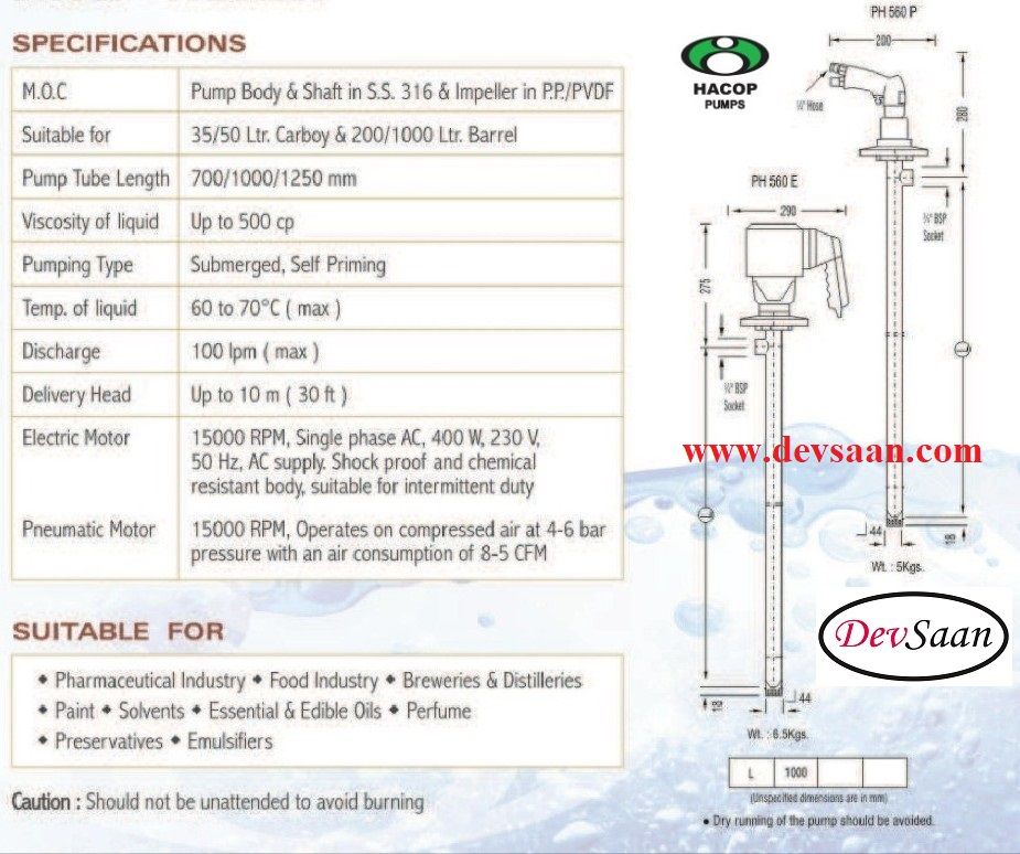 Drum Pump SS-316 PH 560 P Pompa Drum Pneumatik