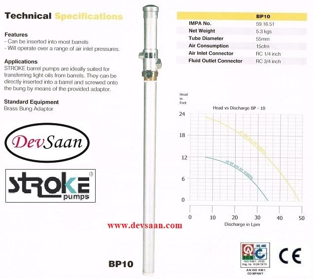 Piston Drum Pump Aluminium BP10 Pompa Drum Pneumatik