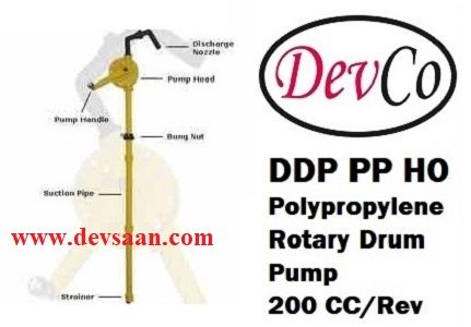 Polypropylene Rotary Hand Operated Drum Pump DDP PP HO 1"
