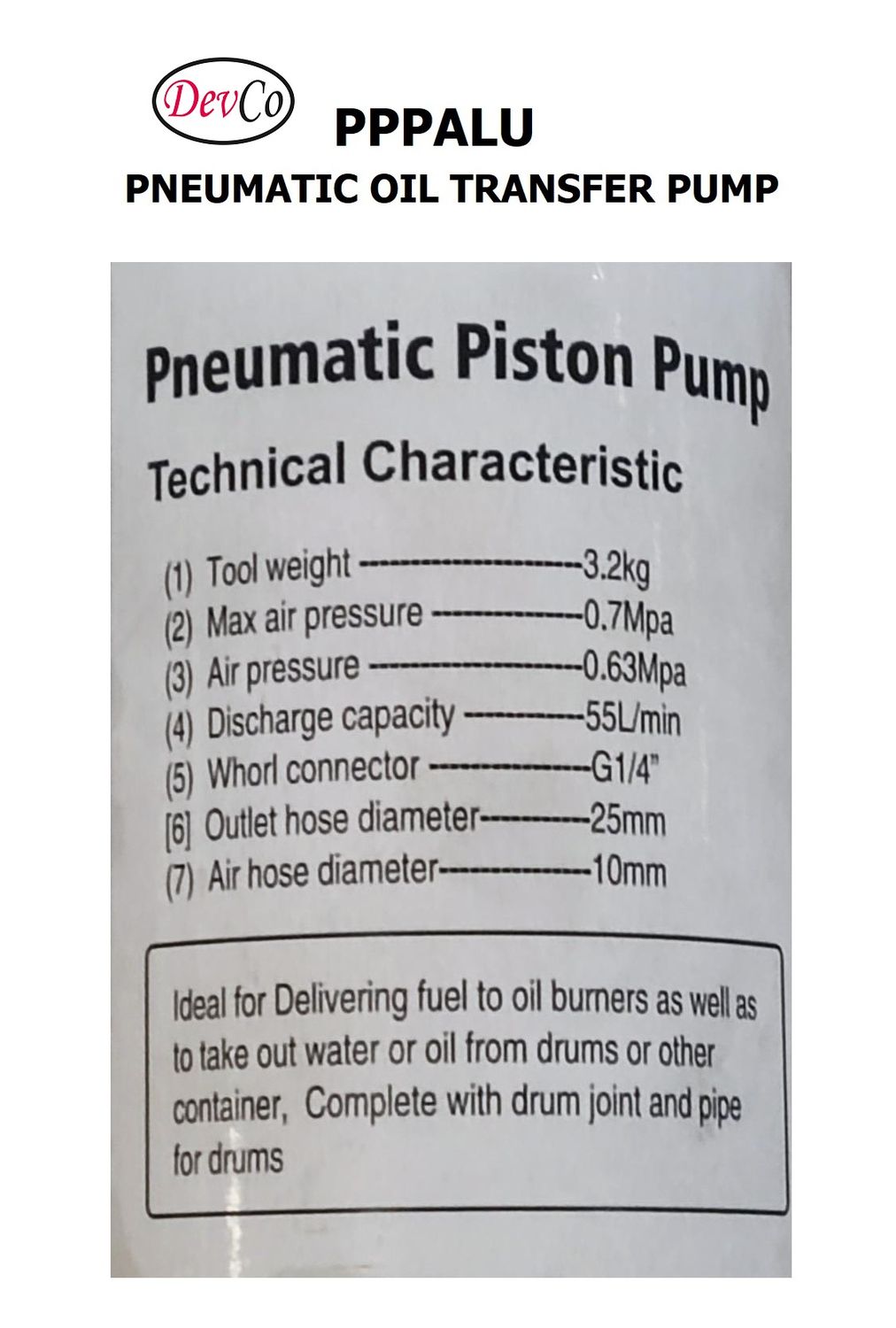 Pneumatic Piston Pump Aluminium PPPALU Pompa Drum Pneumatik