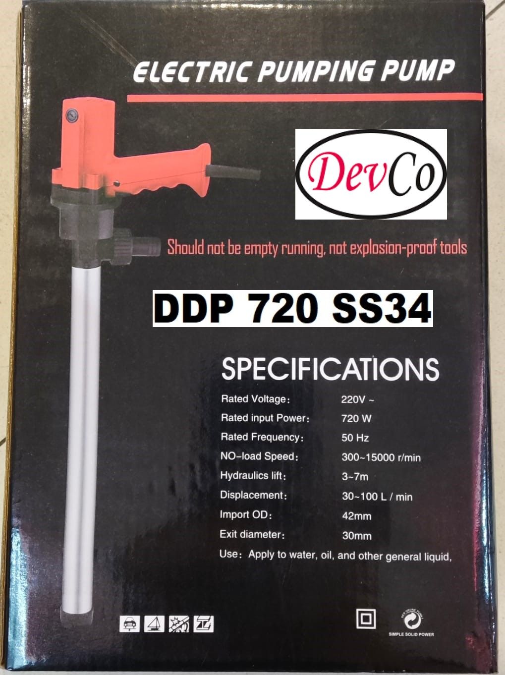 Drum Pump SS-304 DDP 720 SSAC Pompa Drum AC 220V