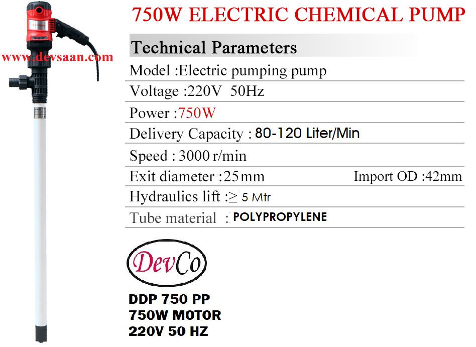 Drum Pump Polypropylene DDP 750 PP Pompa Drum