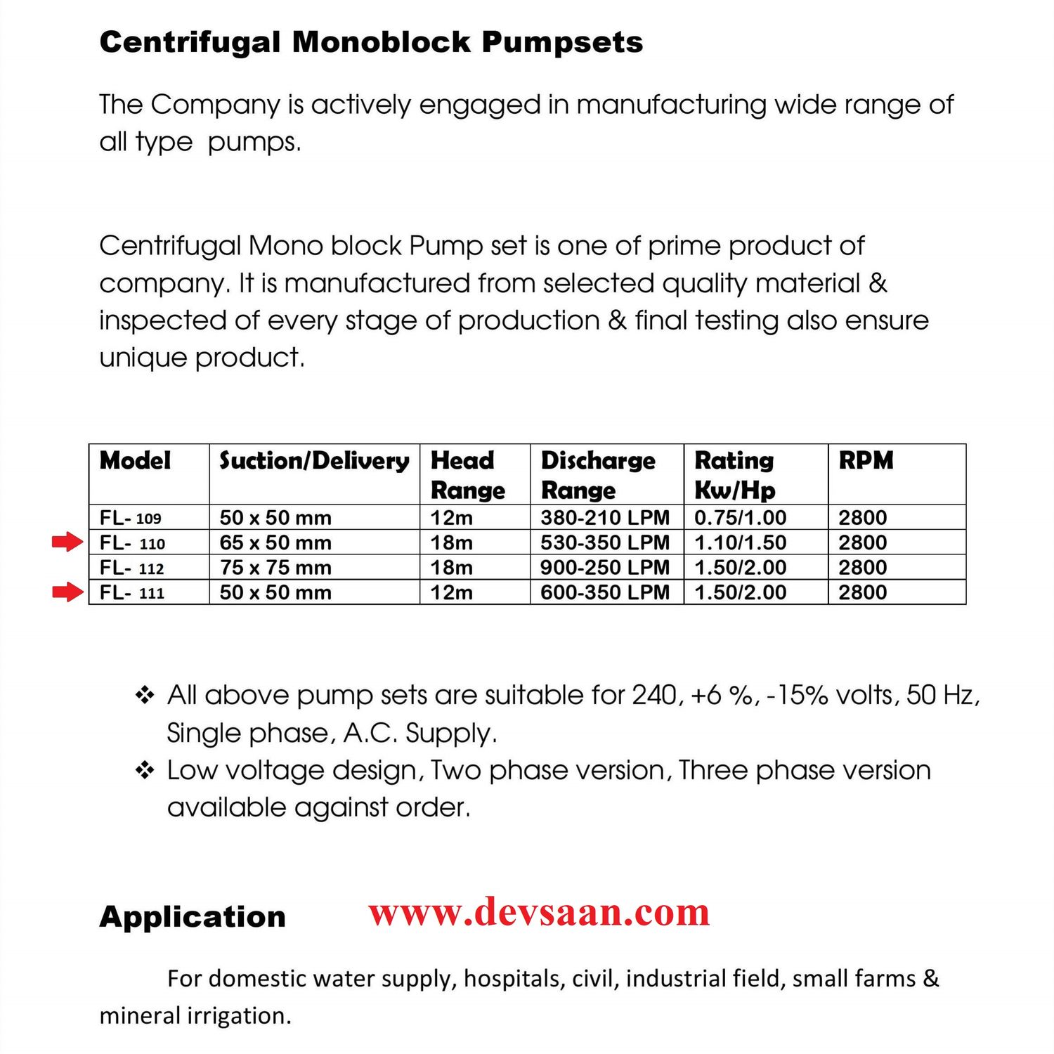 Centrifugal Monoblock Water Pump FL-110 Pompa Air
