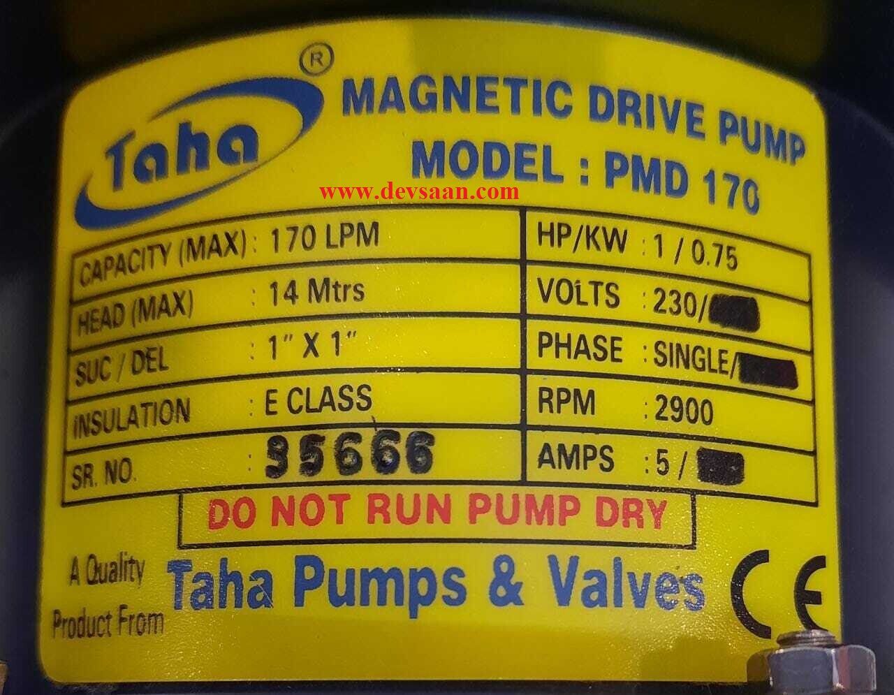 PVDF Magnetic Drive Pump PMD-170 1 Phase Pompa Magnetik