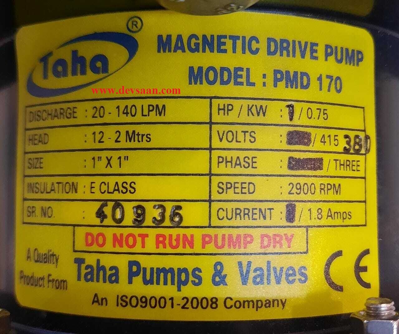 PVDF Magnetic Drive Pump PMD-170 3 Phase Pompa Magnetik