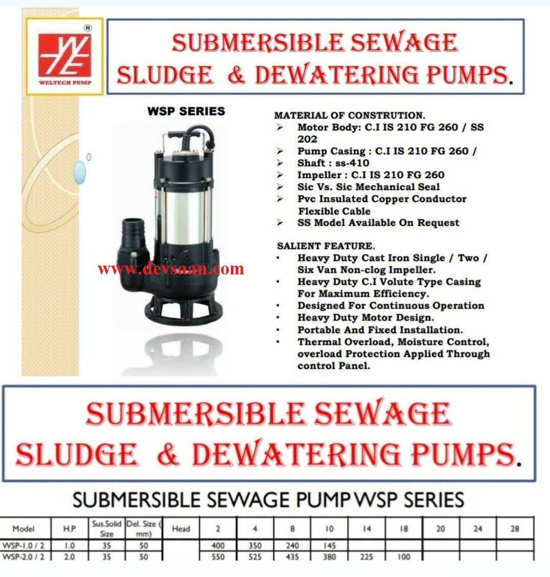 Openwell Submersible Pump WSP-1.0/2 Pompa Celup Air Kotor