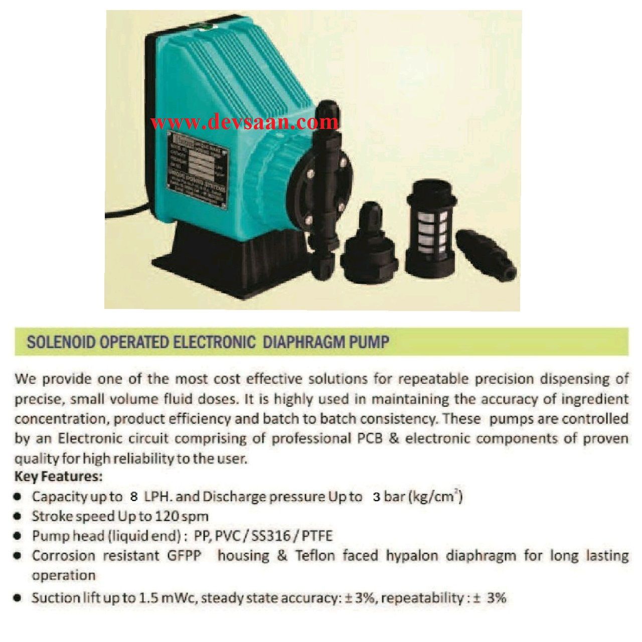 Pompa Dosing Solenoid UDE 1010 PP Diaphragm Metering Pump