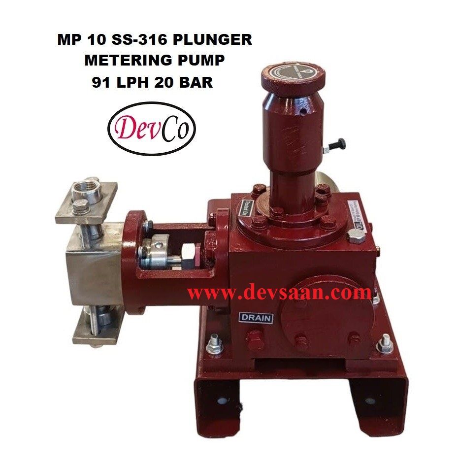 Pompa Dosing MP19120 SS-316 Plunger Metering Pump 91 LPH 20 Bar